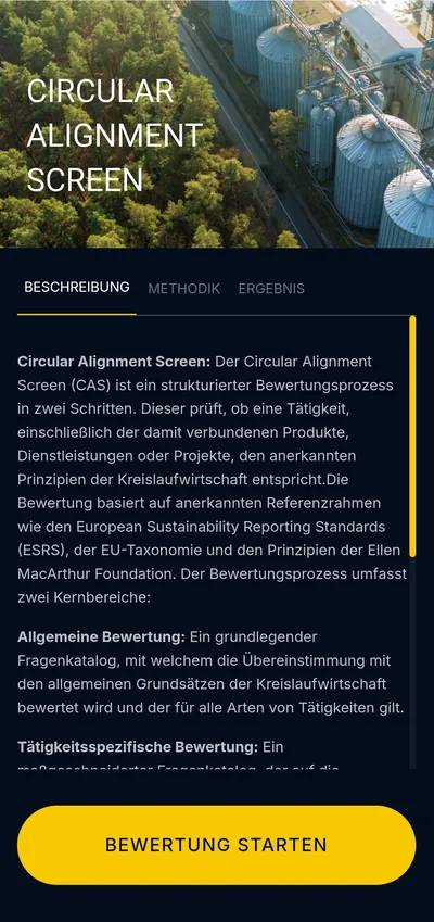 The CES assessment tool on a phone: the Circular Alignment Screen description.